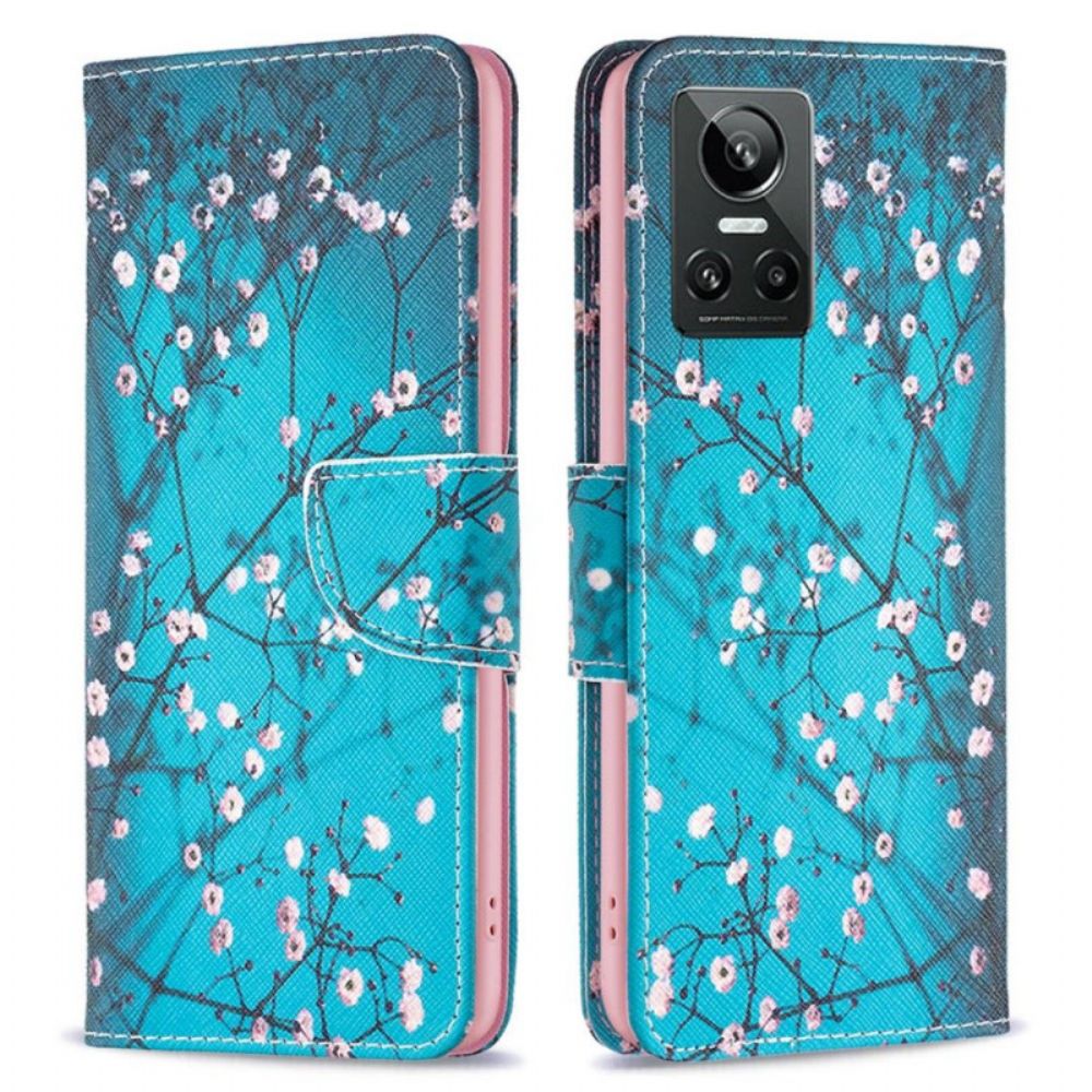 Leren Hoesje voor Realme GT Neo 3 Veelkleurige Zonnebloem