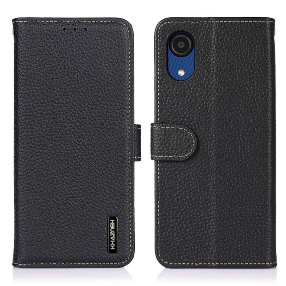 Flip Case voor Samsung Galaxy A03 Core Echt Litchi Leer Khazneh Rfid