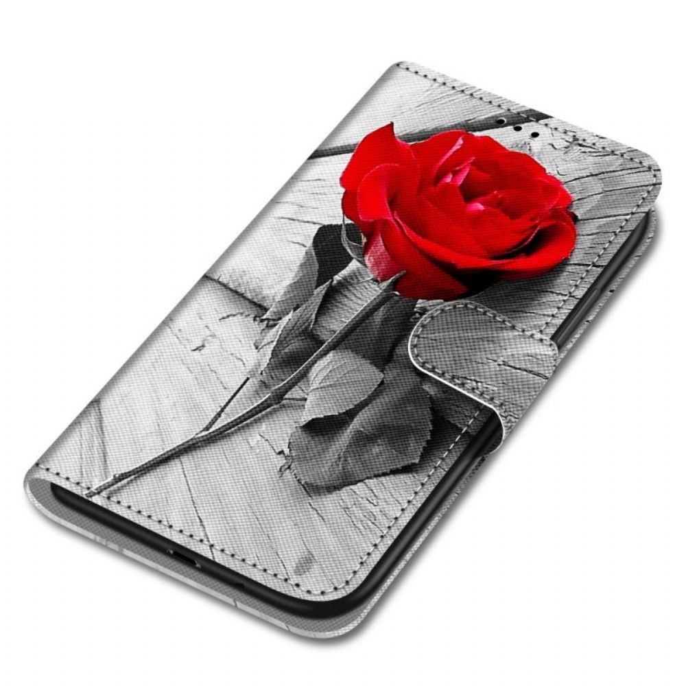 Folio-hoesje voor Samsung Galaxy A03 Core Met Ketting Romantische Roos Met Bandjes