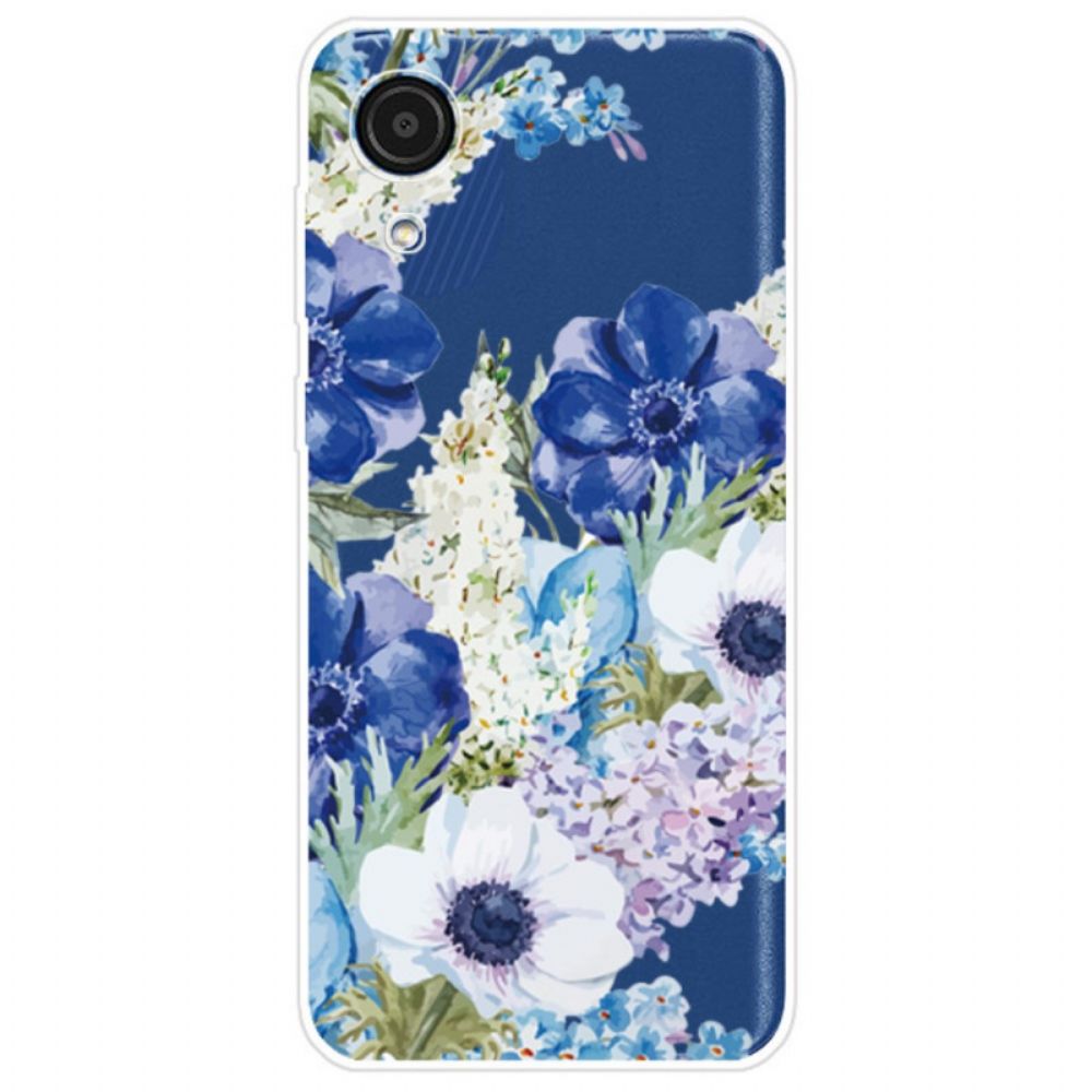 Hoesje voor Samsung Galaxy A03 Core Aquarel Blauwe Bloemen