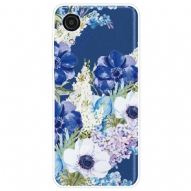 Hoesje voor Samsung Galaxy A03 Core Aquarel Blauwe Bloemen