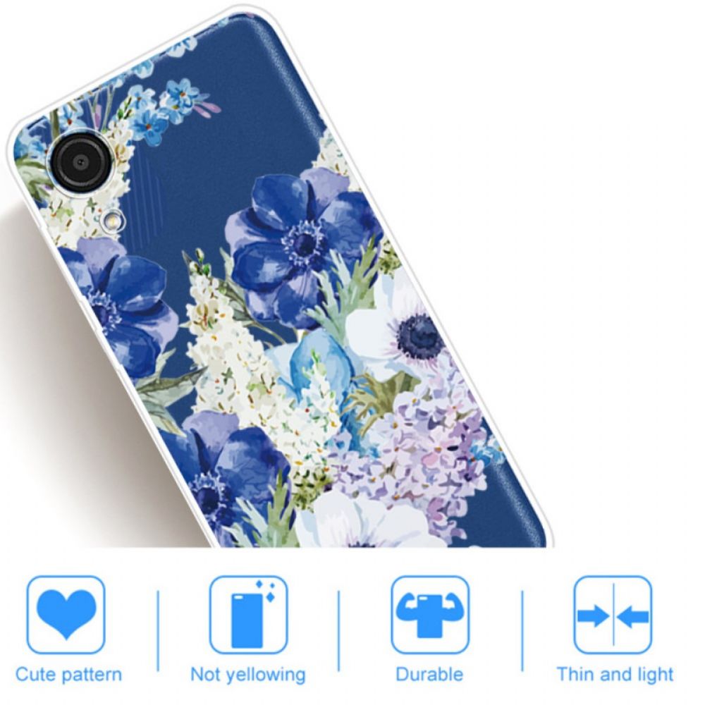 Hoesje voor Samsung Galaxy A03 Core Aquarel Blauwe Bloemen