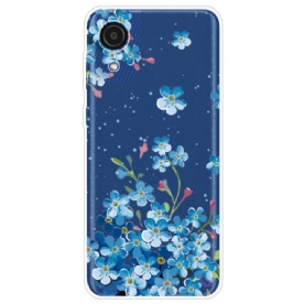 Hoesje voor Samsung Galaxy A03 Core Blauwe Bloemen