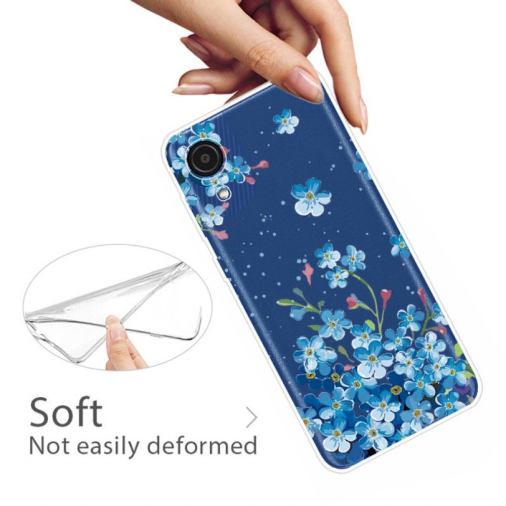 Hoesje voor Samsung Galaxy A03 Core Blauwe Bloemen