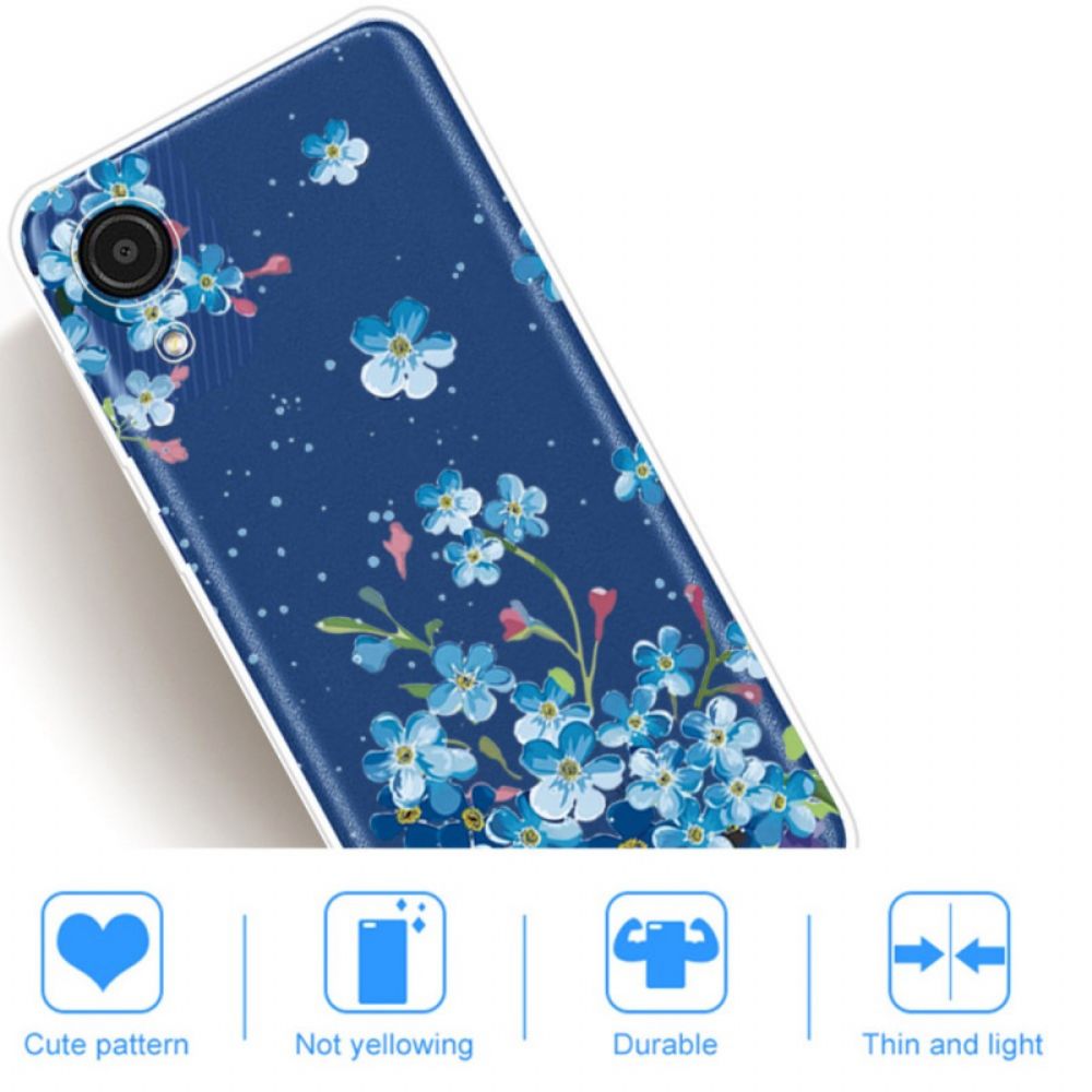 Hoesje voor Samsung Galaxy A03 Core Blauwe Bloemen