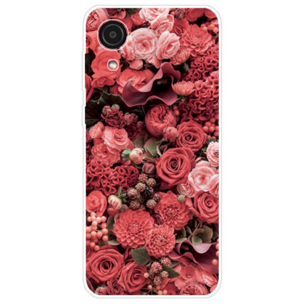 Hoesje voor Samsung Galaxy A03 Core Roze Bloemen