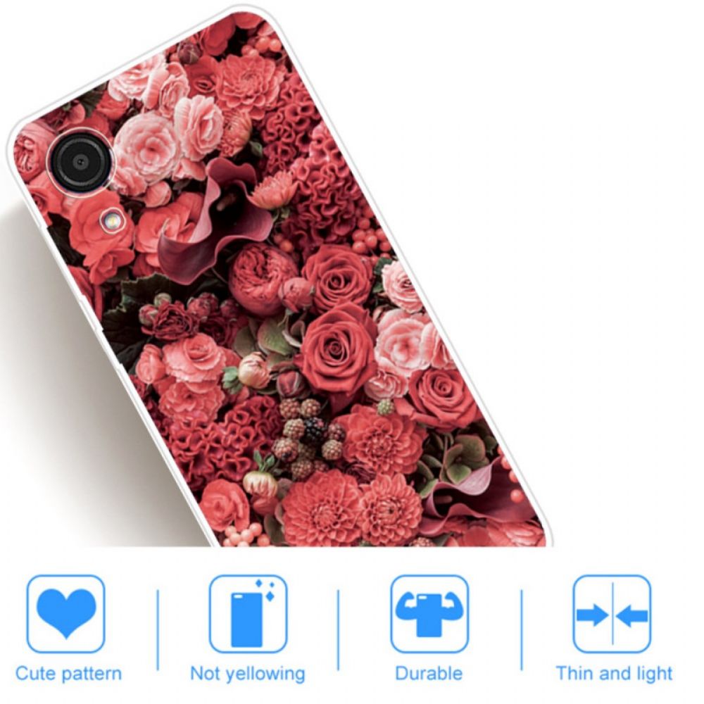 Hoesje voor Samsung Galaxy A03 Core Roze Bloemen