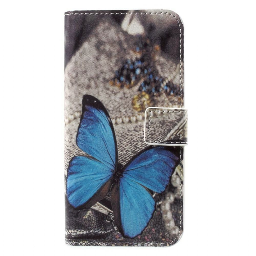 Leren Hoesje voor Honor 9 Blauwe Vlinder