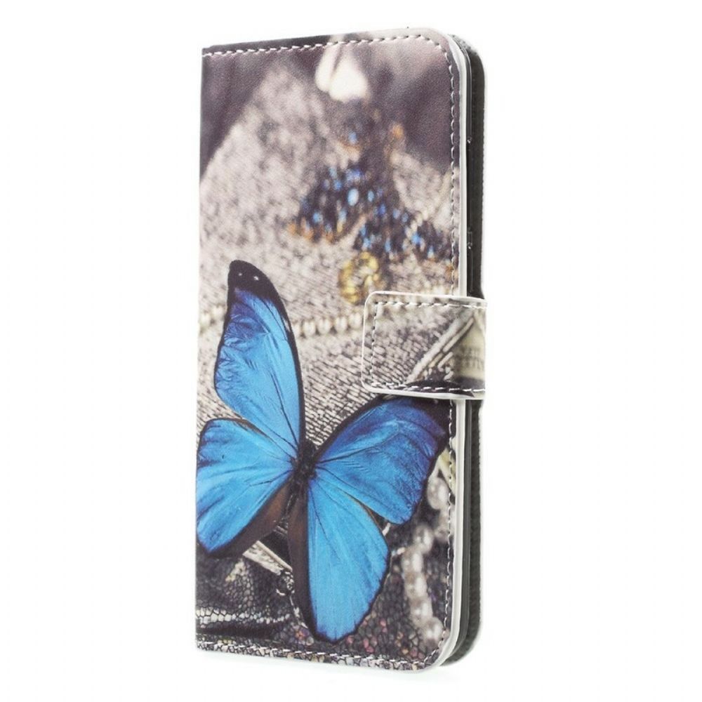 Leren Hoesje voor Honor 9 Blauwe Vlinder