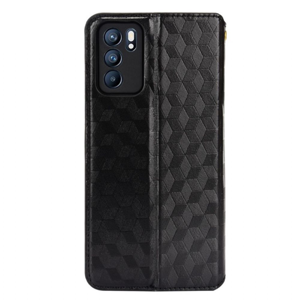 Bescherming Hoesje voor Oppo Reno 6 5G Folio-hoesje 3d Diamanten Leereffect