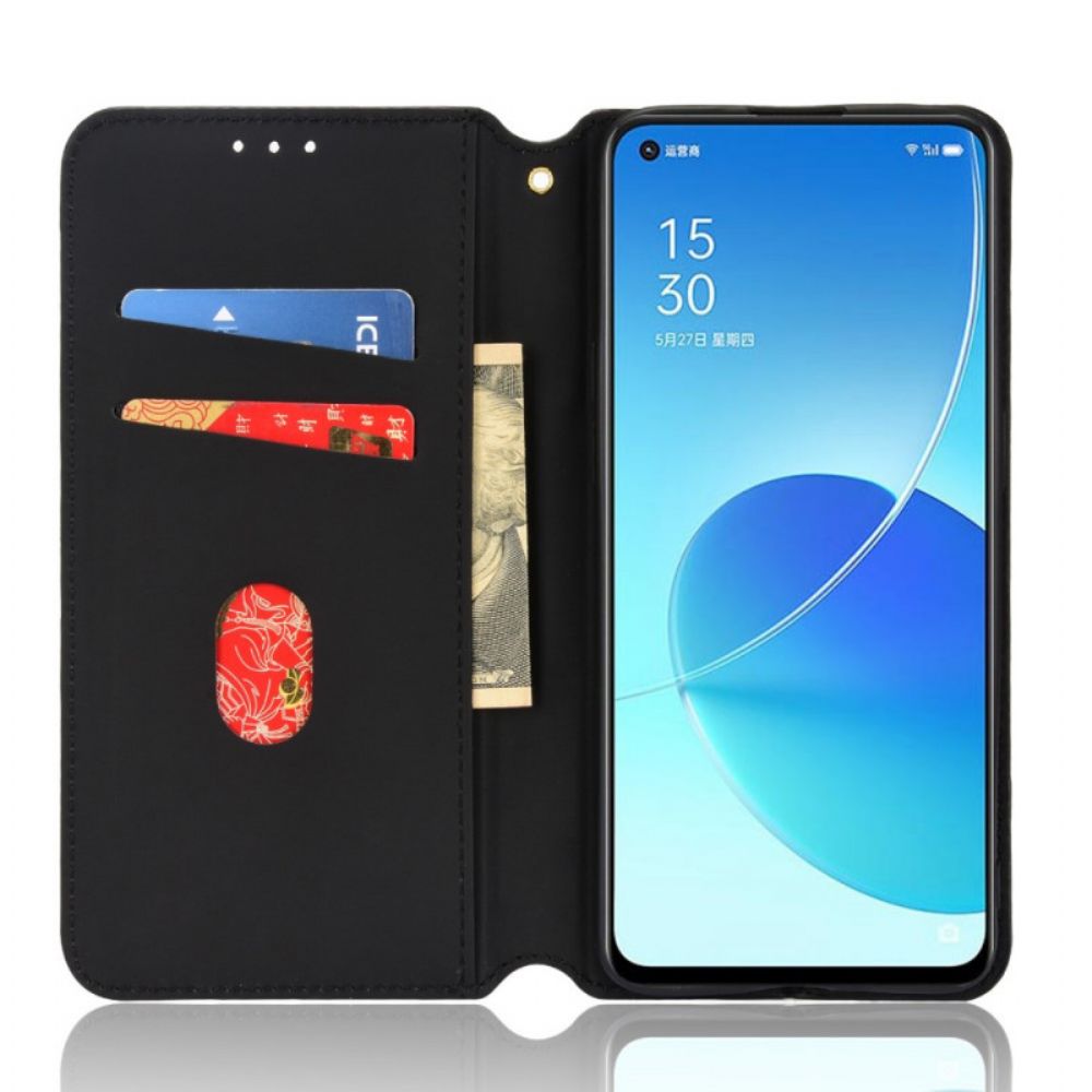 Bescherming Hoesje voor Oppo Reno 6 5G Folio-hoesje 3d Diamanten Leereffect