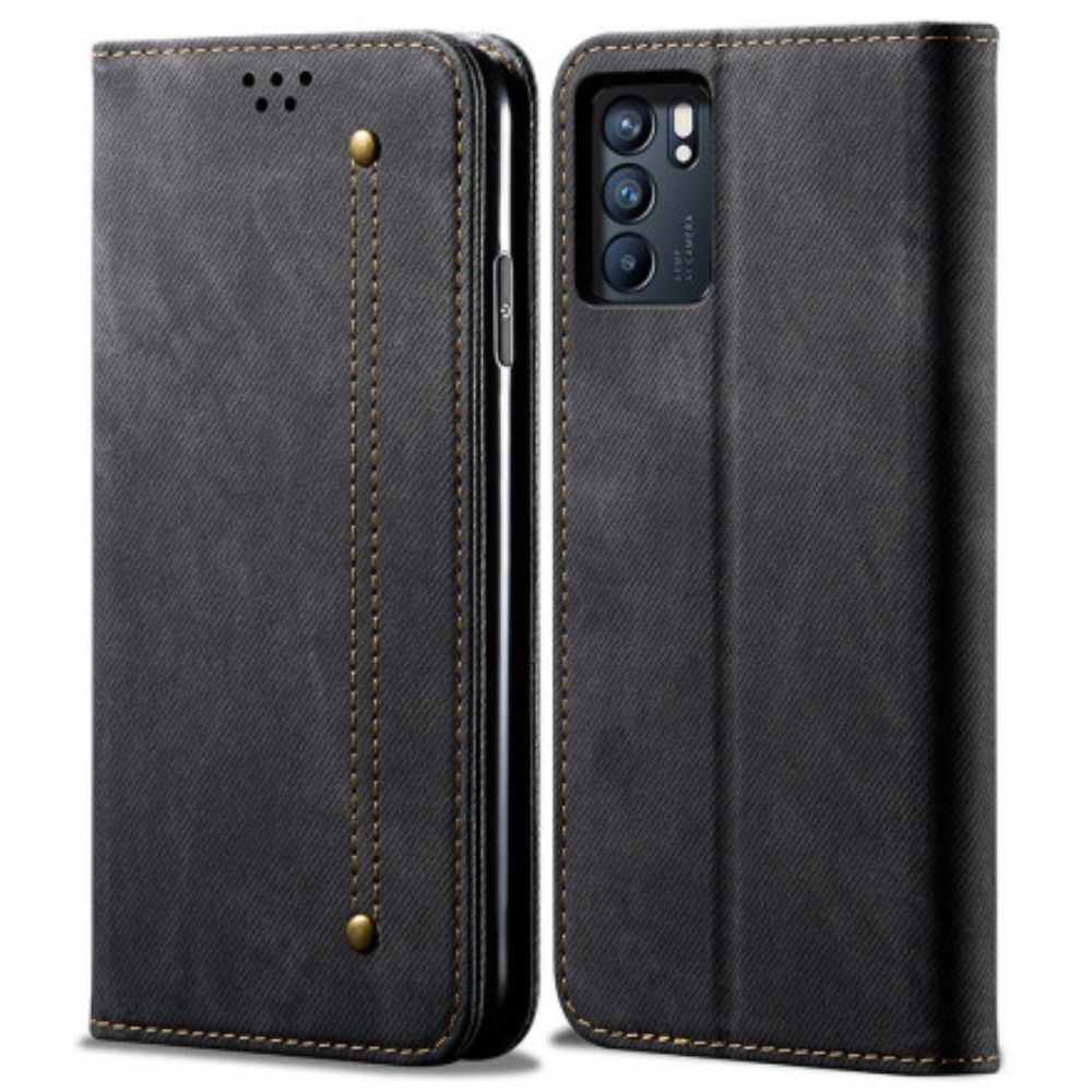 Bescherming Hoesje voor Oppo Reno 6 5G Folio-hoesje Denim Stof