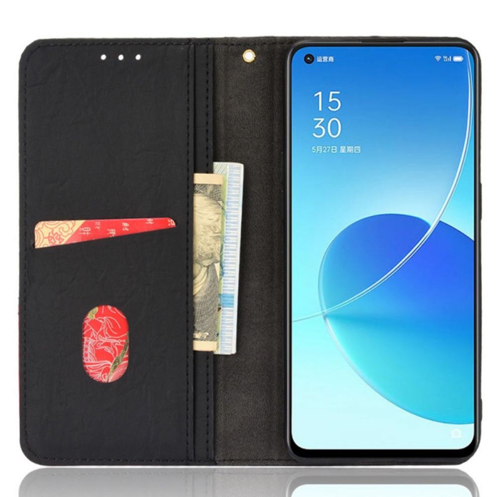 Bescherming Hoesje voor Oppo Reno 6 5G Folio-hoesje Schuin Tweekleurig Kunstleer