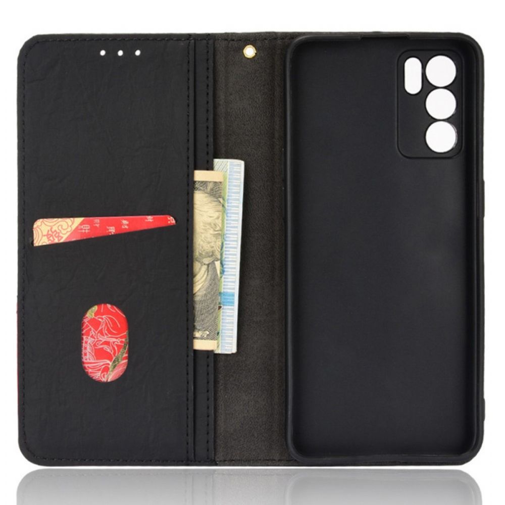 Bescherming Hoesje voor Oppo Reno 6 5G Folio-hoesje Schuin Tweekleurig Kunstleer