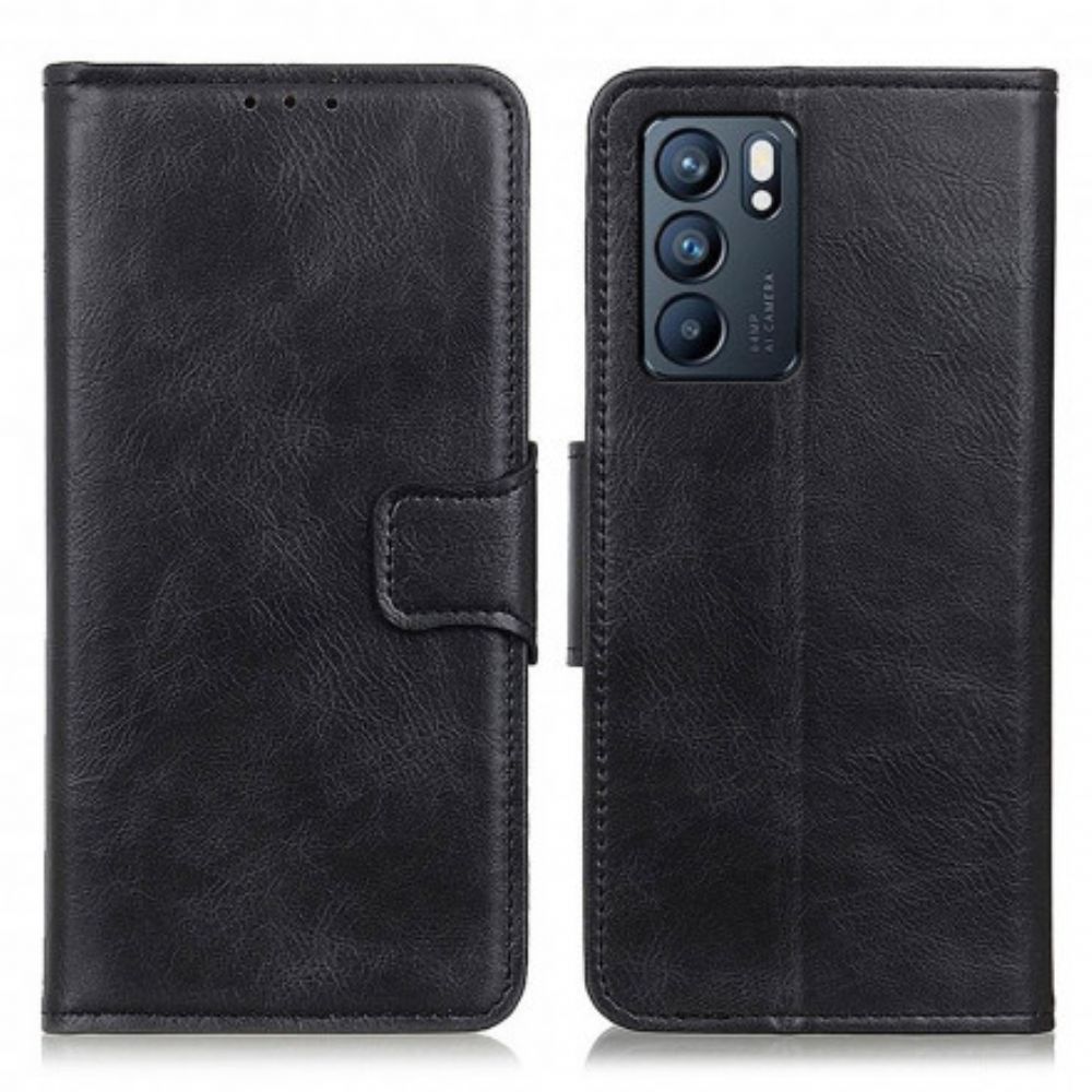 Flip Case voor Oppo Reno 6 5G Omkeerbaar Leereffect Met Gesp