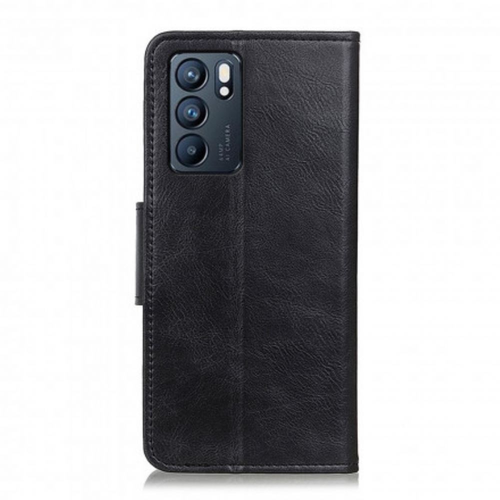 Flip Case voor Oppo Reno 6 5G Omkeerbaar Leereffect Met Gesp