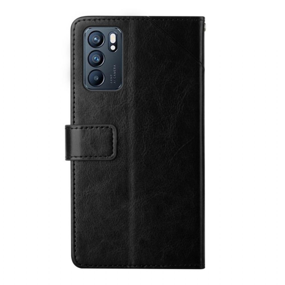 Flip Case voor Oppo Reno 6 5G Y Ontwerp Geo-leerstijl