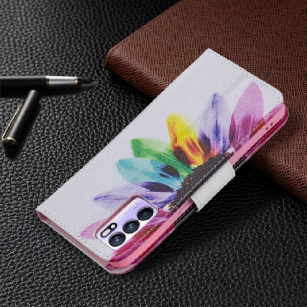 Folio-hoesje voor Oppo Reno 6 5G Aquarel Bloem