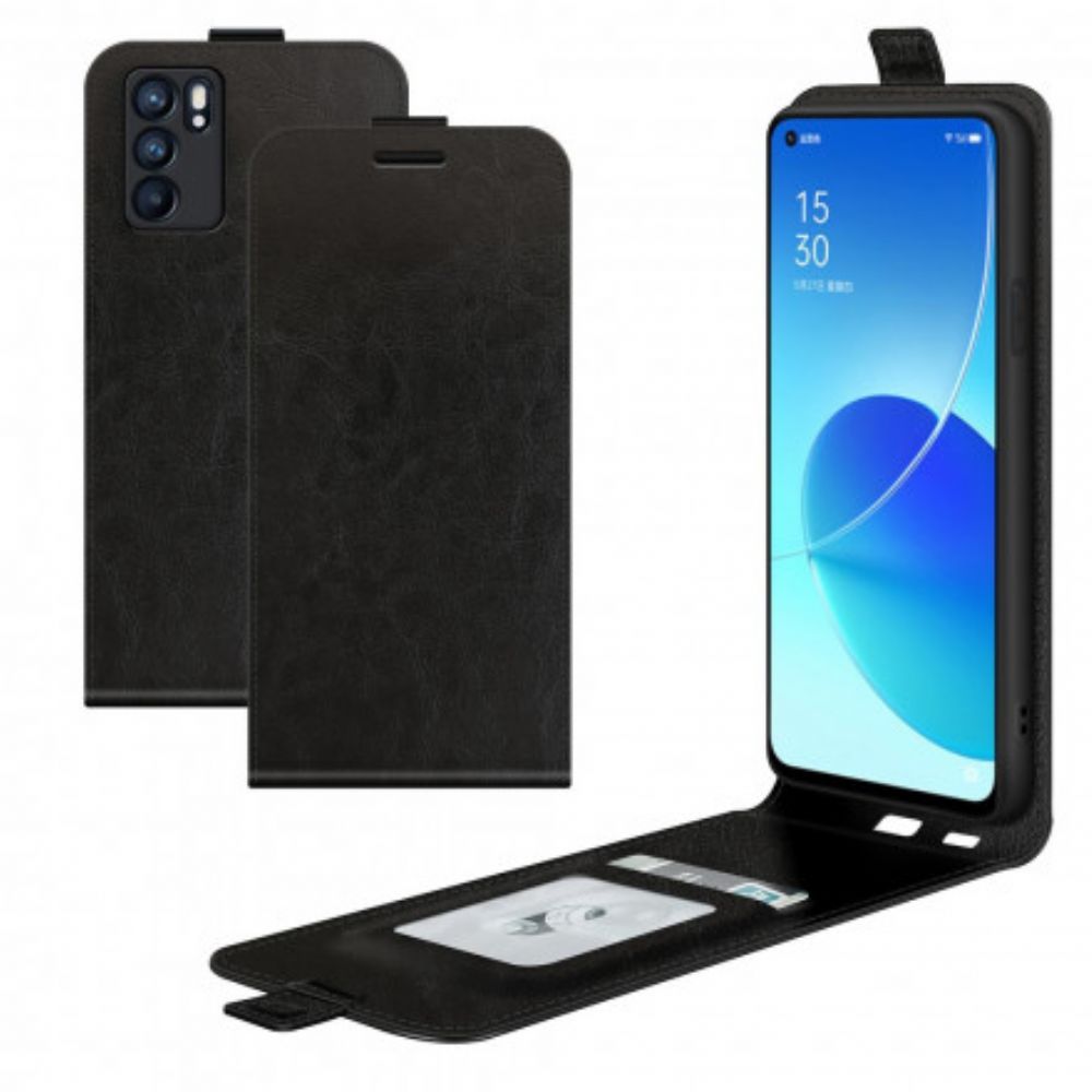 Folio-hoesje voor Oppo Reno 6 5G Flip Case Leren Effect Verticale Klep