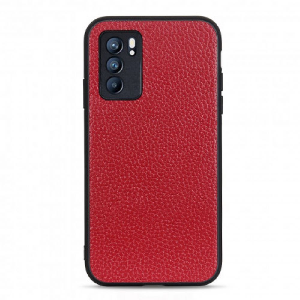 Hoesje voor Oppo Reno 6 5G Echt Litchi Leer