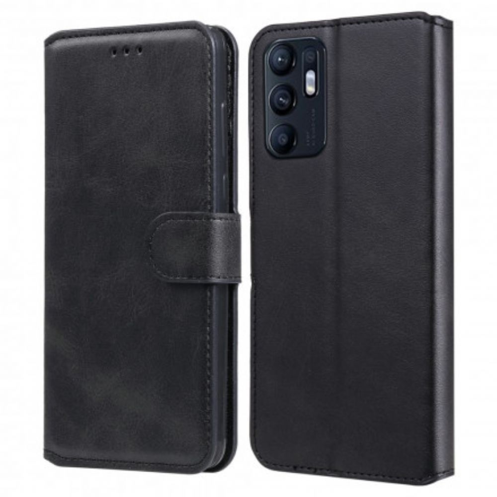 Leren Hoesje voor Oppo Reno 6 5G Effen Kleur