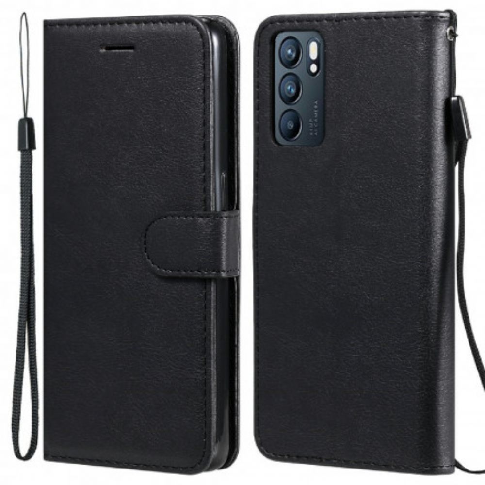 Leren Hoesje voor Oppo Reno 6 5G Met Ketting Effen Kleur Serie Band