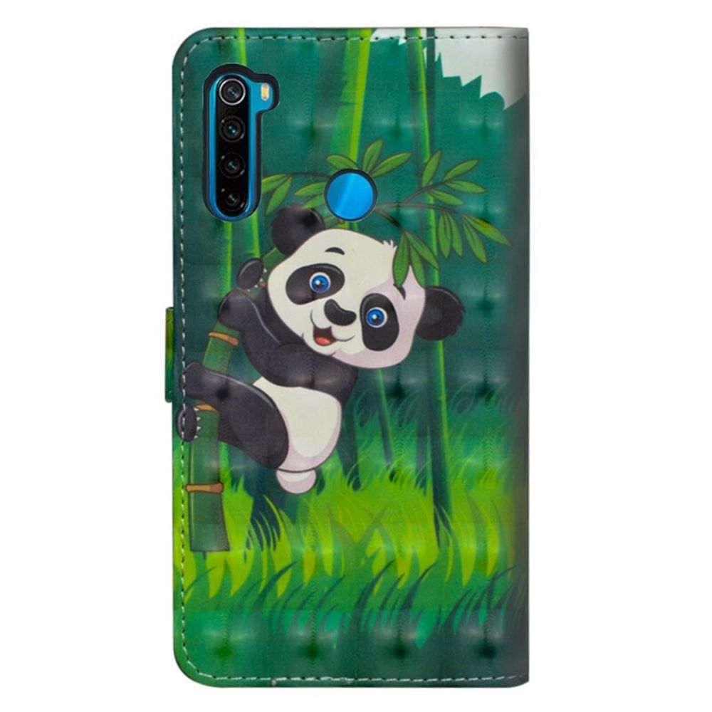 Flip Case voor Xiaomi Redmi Note 8T Panda En Bamboe