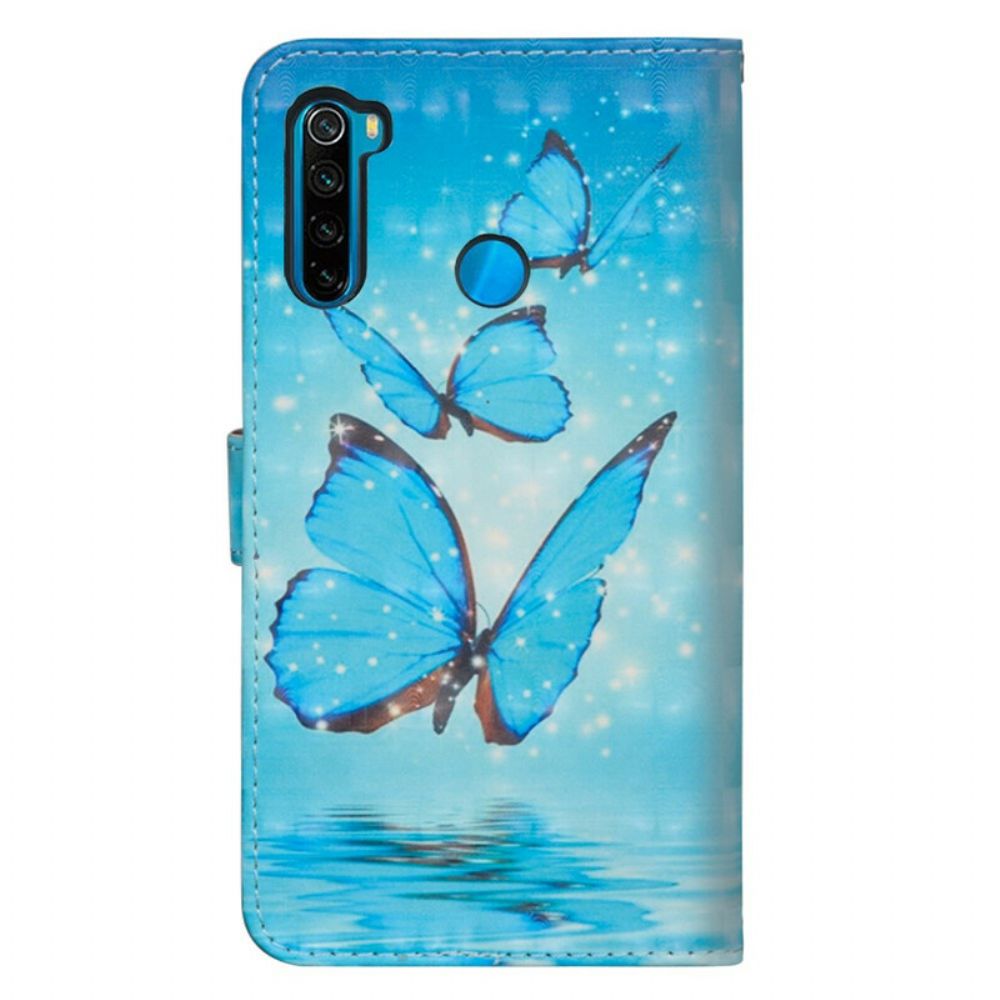 Flip Case voor Xiaomi Redmi Note 8T Vliegende Blauwe Vlinders