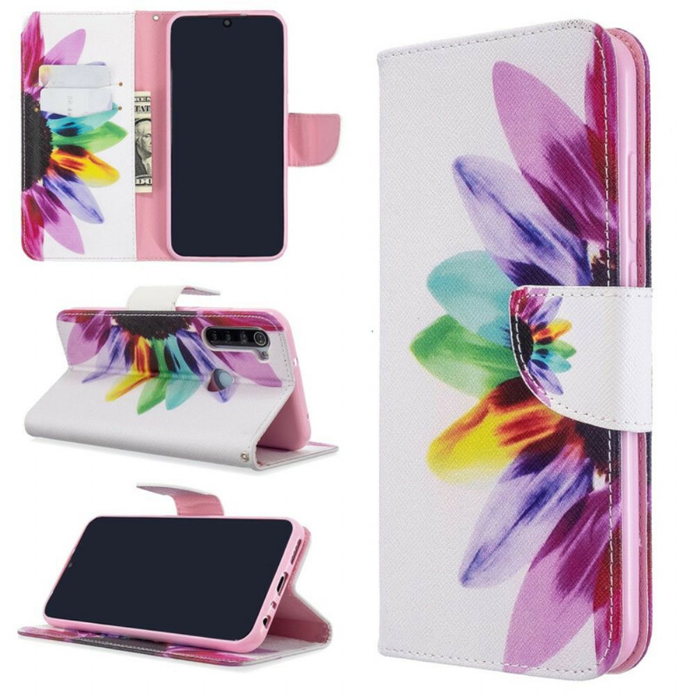 Folio-hoesje voor Xiaomi Redmi Note 8T Aquarel Bloem