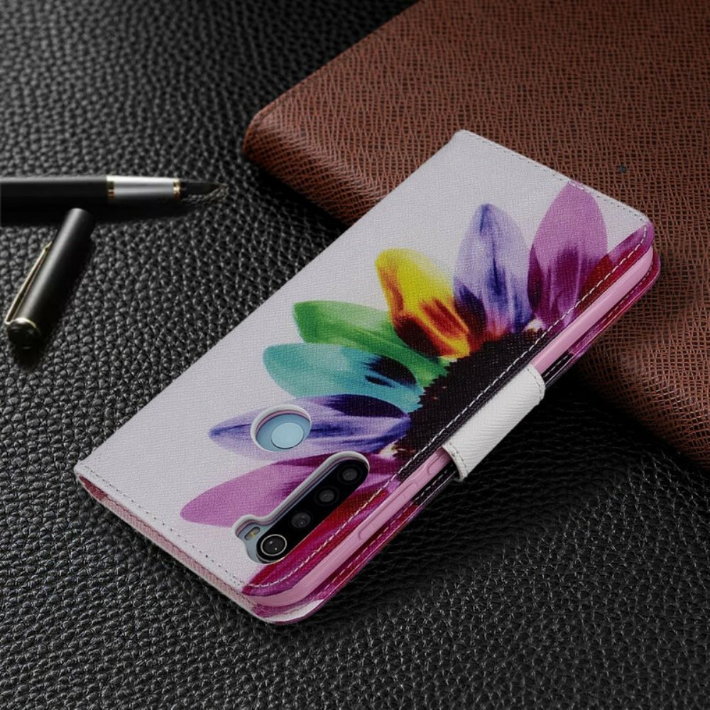 Folio-hoesje voor Xiaomi Redmi Note 8T Aquarel Bloem