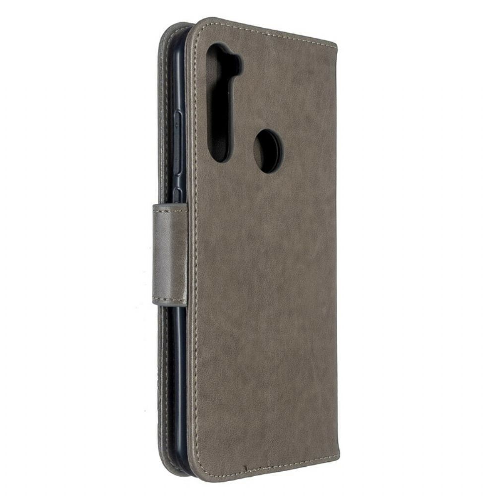 Folio-hoesje voor Xiaomi Redmi Note 8T Met Ketting Bandje Met Vlinderprint