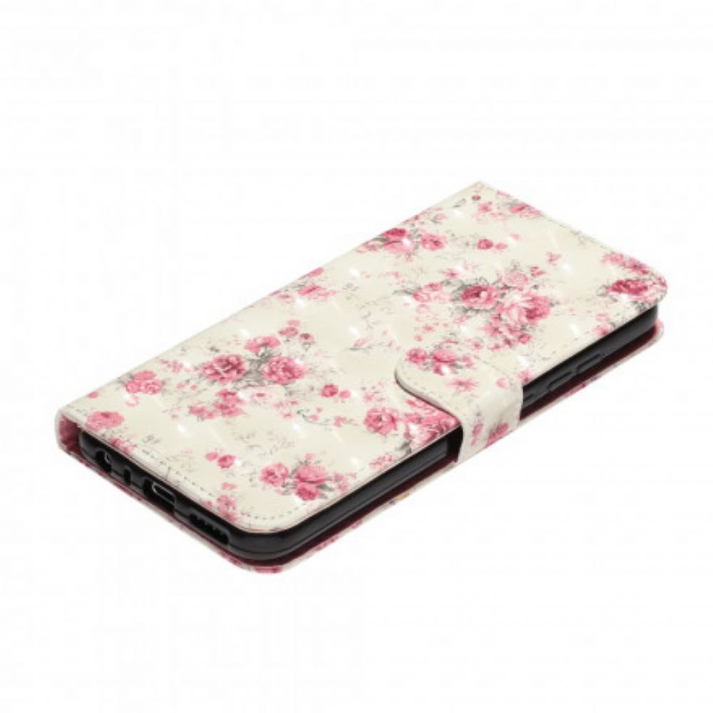 Folio-hoesje voor Xiaomi Redmi Note 8T Met Ketting Bloemen Lichtvlekken Met Riem