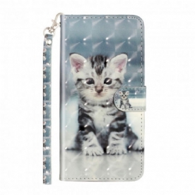 Folio-hoesje voor Xiaomi Redmi Note 8T Met Ketting Kitten Lichtvlekken Met Riem