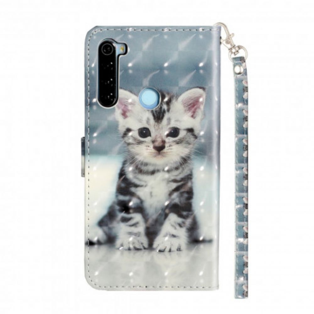 Folio-hoesje voor Xiaomi Redmi Note 8T Met Ketting Kitten Lichtvlekken Met Riem