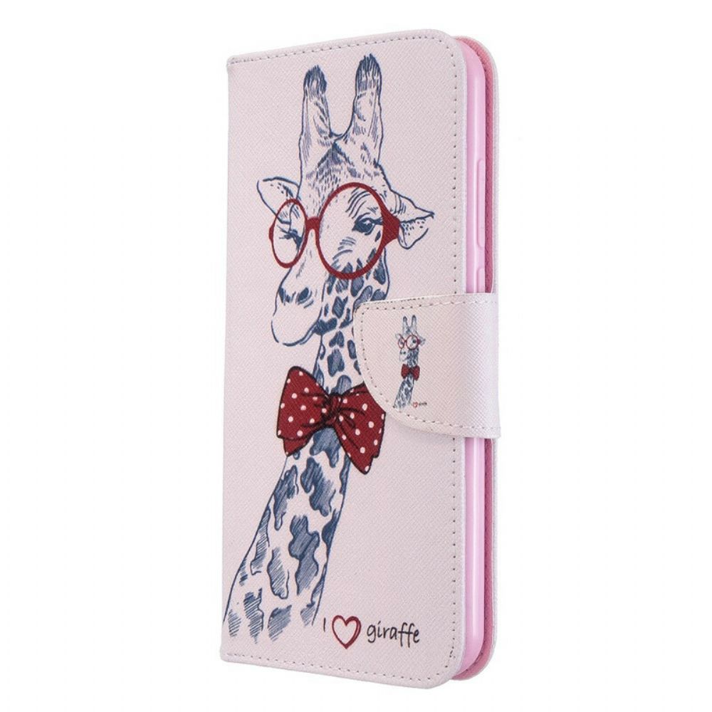 Folio-hoesje voor Xiaomi Redmi Note 8T Nerdy Giraf