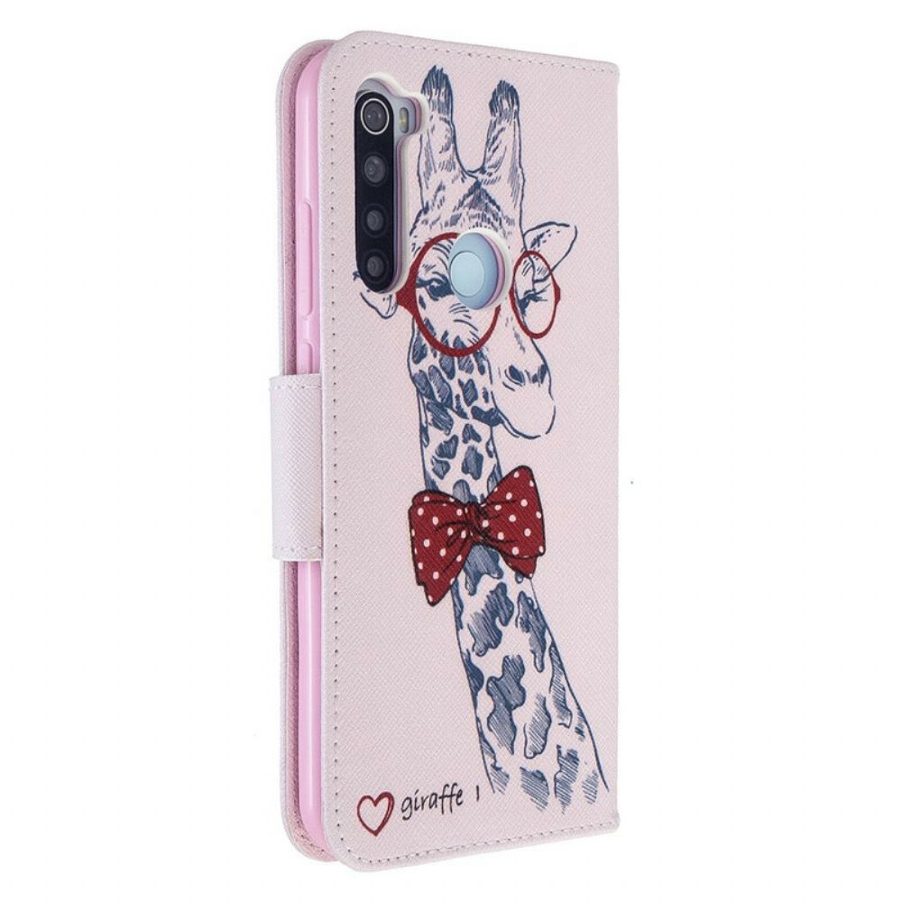 Folio-hoesje voor Xiaomi Redmi Note 8T Nerdy Giraf