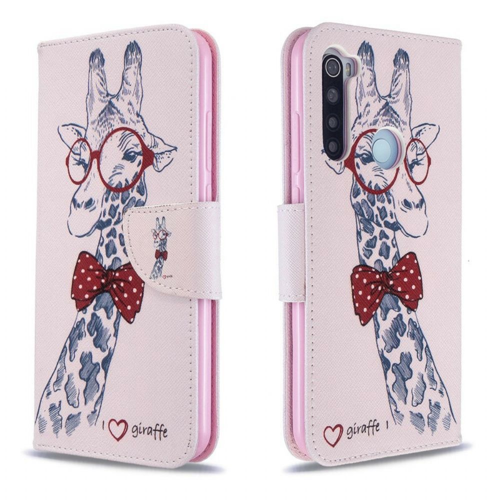 Folio-hoesje voor Xiaomi Redmi Note 8T Nerdy Giraf