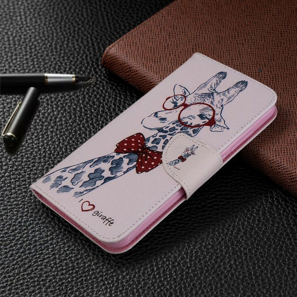 Folio-hoesje voor Xiaomi Redmi Note 8T Nerdy Giraf