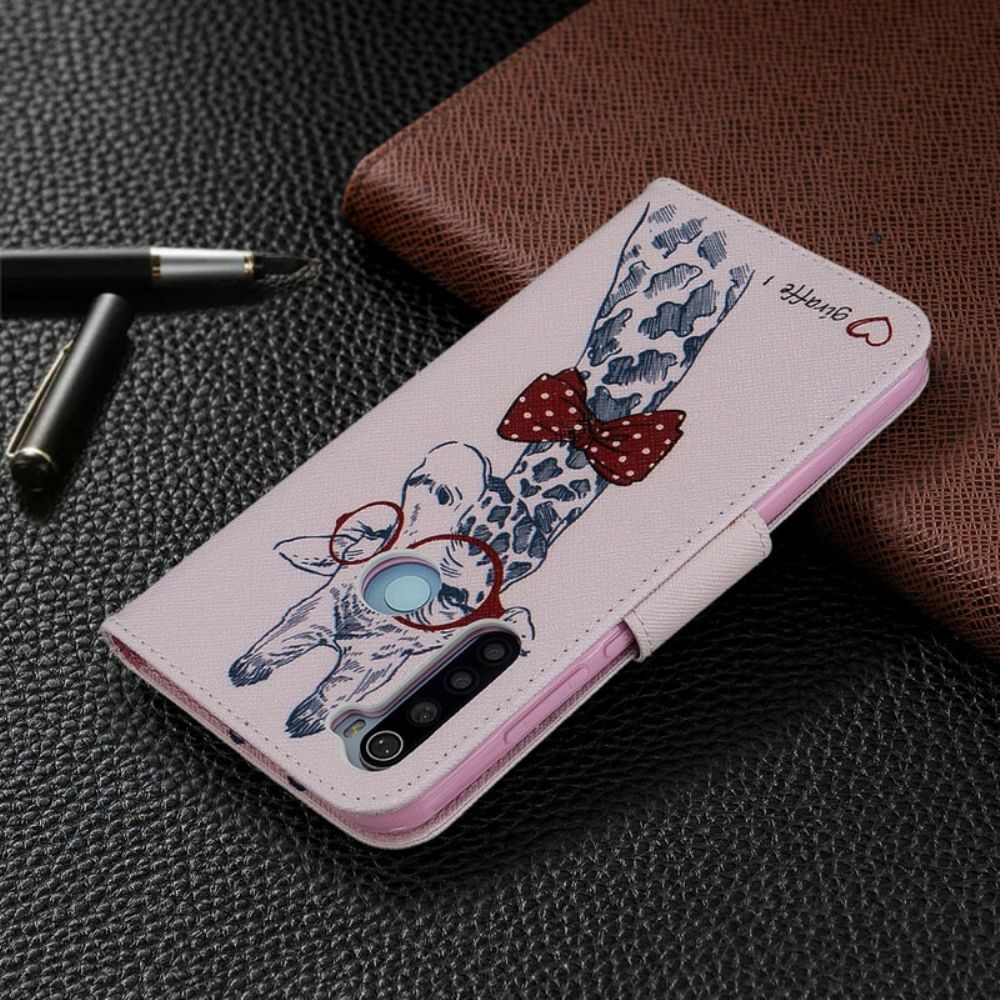 Folio-hoesje voor Xiaomi Redmi Note 8T Nerdy Giraf