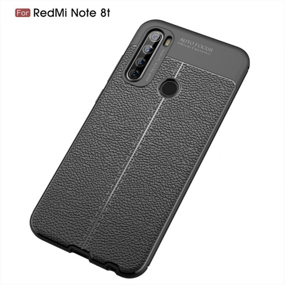 Hoesje voor Xiaomi Redmi Note 8T Dubbele Lijn Litchi Leder Effect