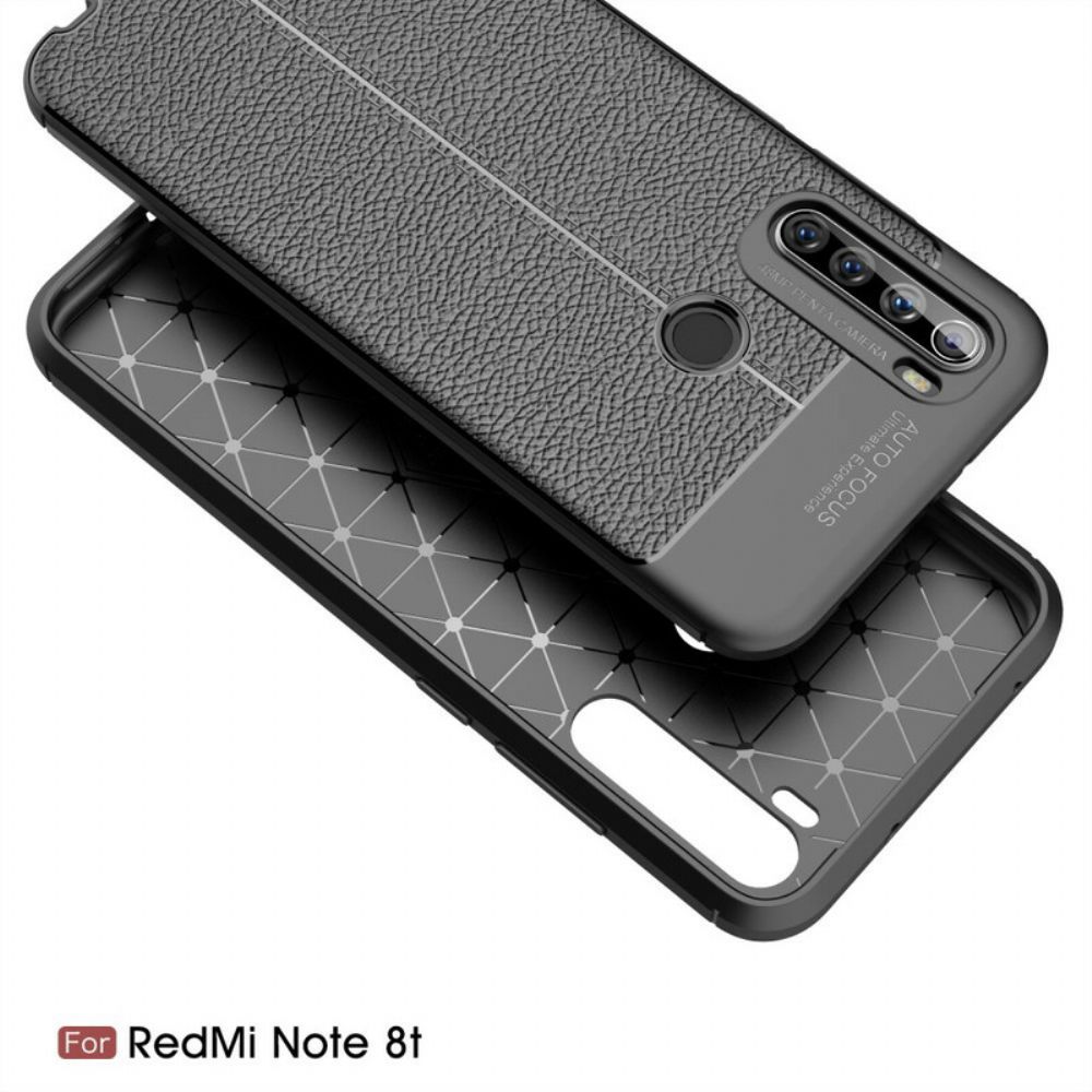 Hoesje voor Xiaomi Redmi Note 8T Dubbele Lijn Litchi Leder Effect