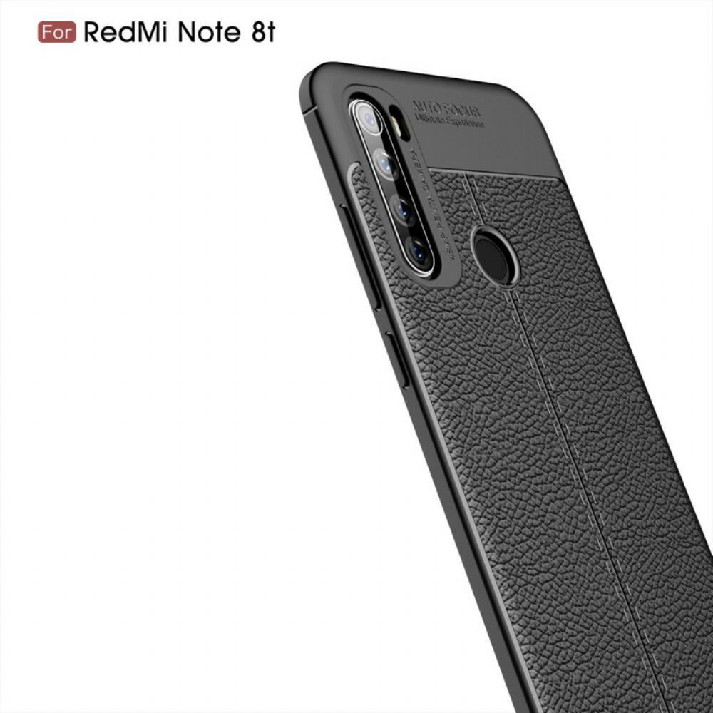 Hoesje voor Xiaomi Redmi Note 8T Dubbele Lijn Litchi Leder Effect