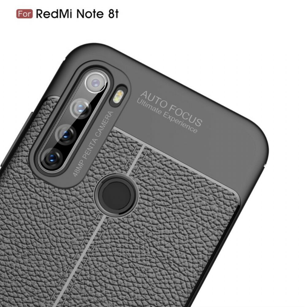 Hoesje voor Xiaomi Redmi Note 8T Dubbele Lijn Litchi Leder Effect