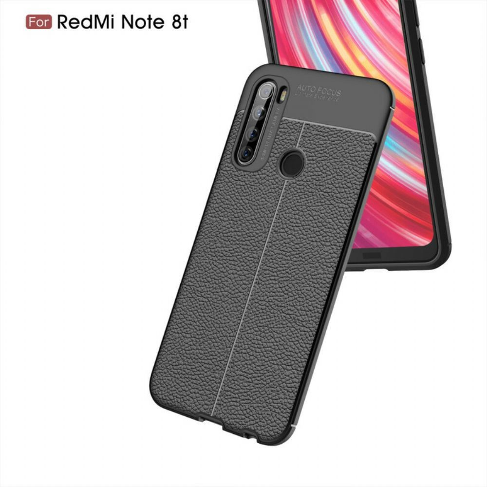 Hoesje voor Xiaomi Redmi Note 8T Dubbele Lijn Litchi Leder Effect