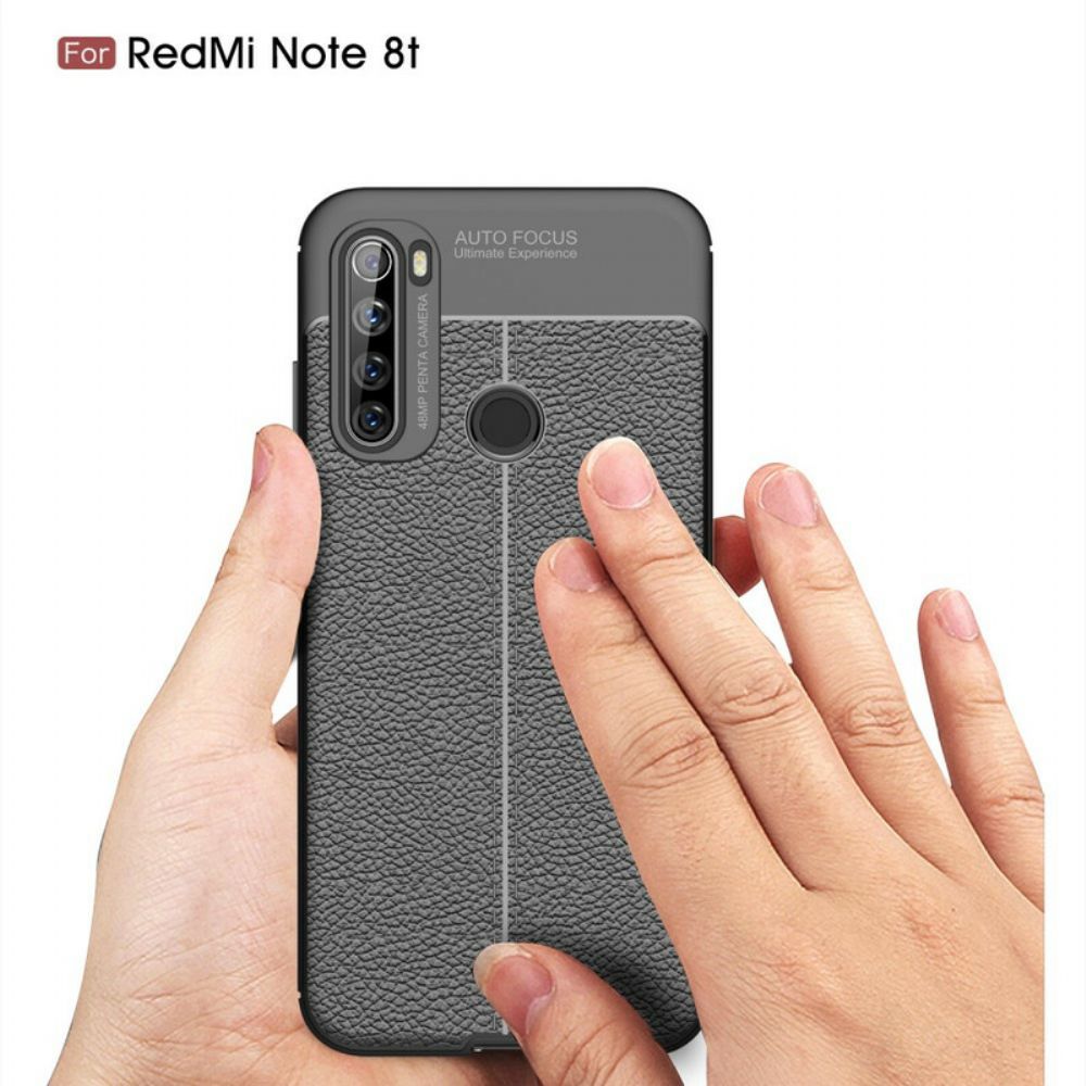 Hoesje voor Xiaomi Redmi Note 8T Dubbele Lijn Litchi Leder Effect