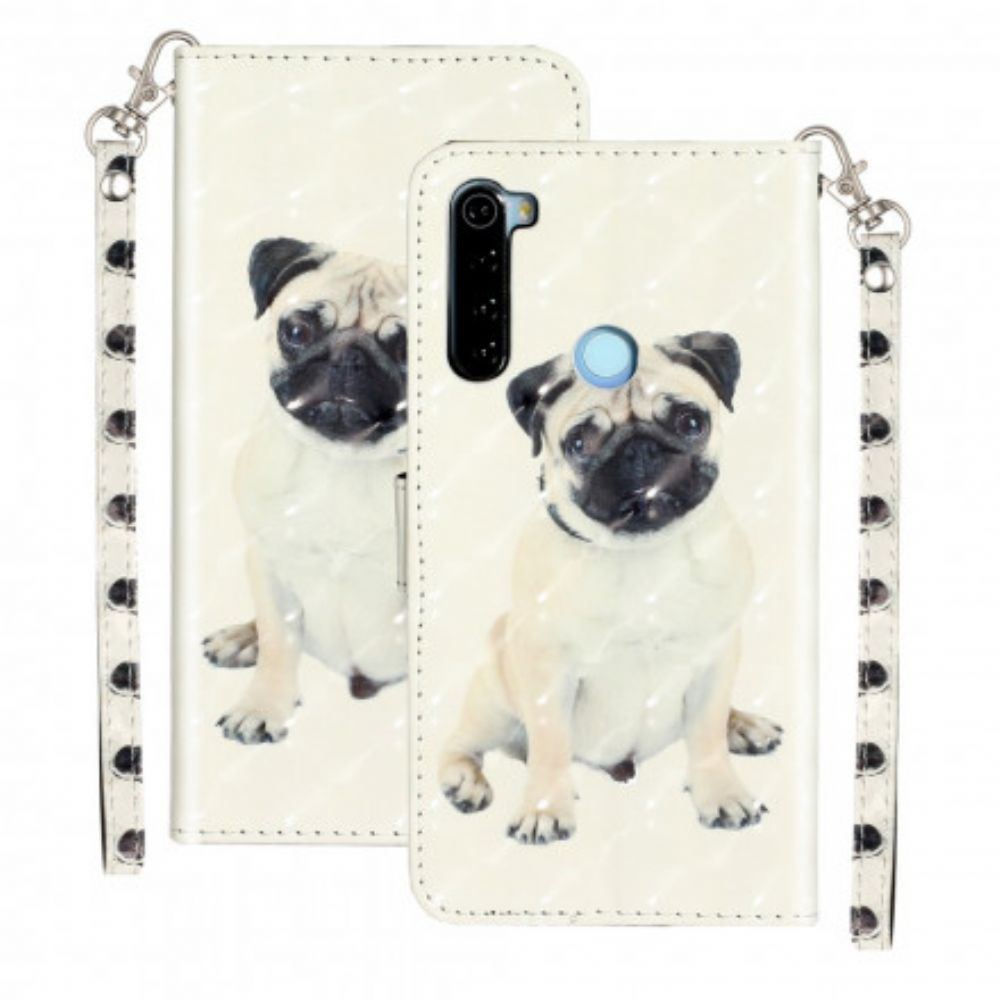 Leren Hoesje voor Xiaomi Redmi Note 8T Met Ketting Hondenlichtspots Met Lanyard