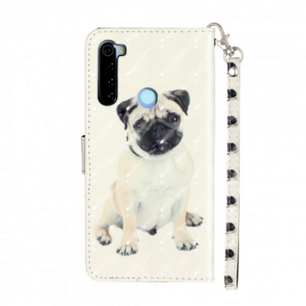 Leren Hoesje voor Xiaomi Redmi Note 8T Met Ketting Hondenlichtspots Met Lanyard