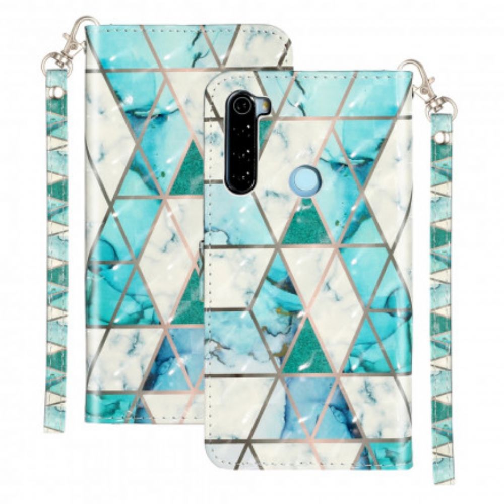 Leren Hoesje voor Xiaomi Redmi Note 8T Met Ketting Marmeren Lichtstripspots