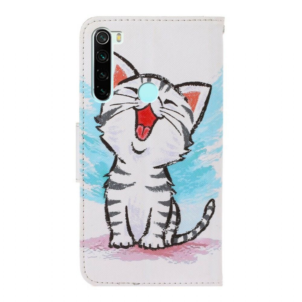 Leren Hoesje voor Xiaomi Redmi Note 8T Met Ketting Thong Kitten