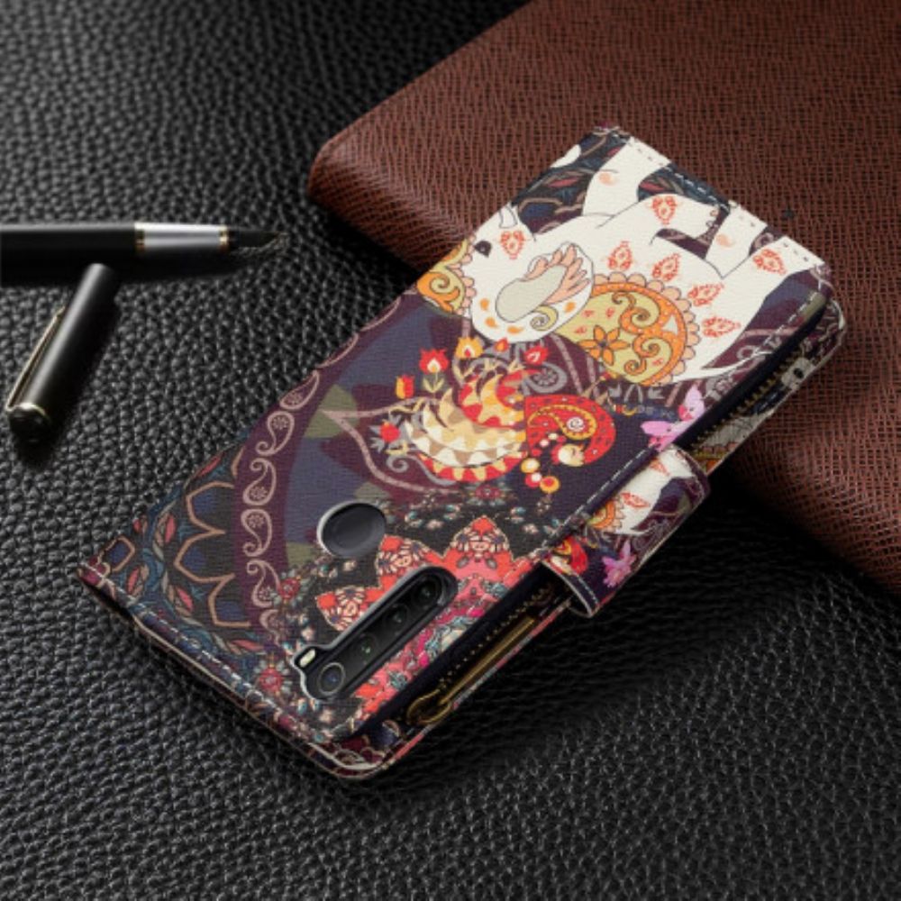 Leren Hoesje voor Xiaomi Redmi Note 8T Olifantenzak Met Rits